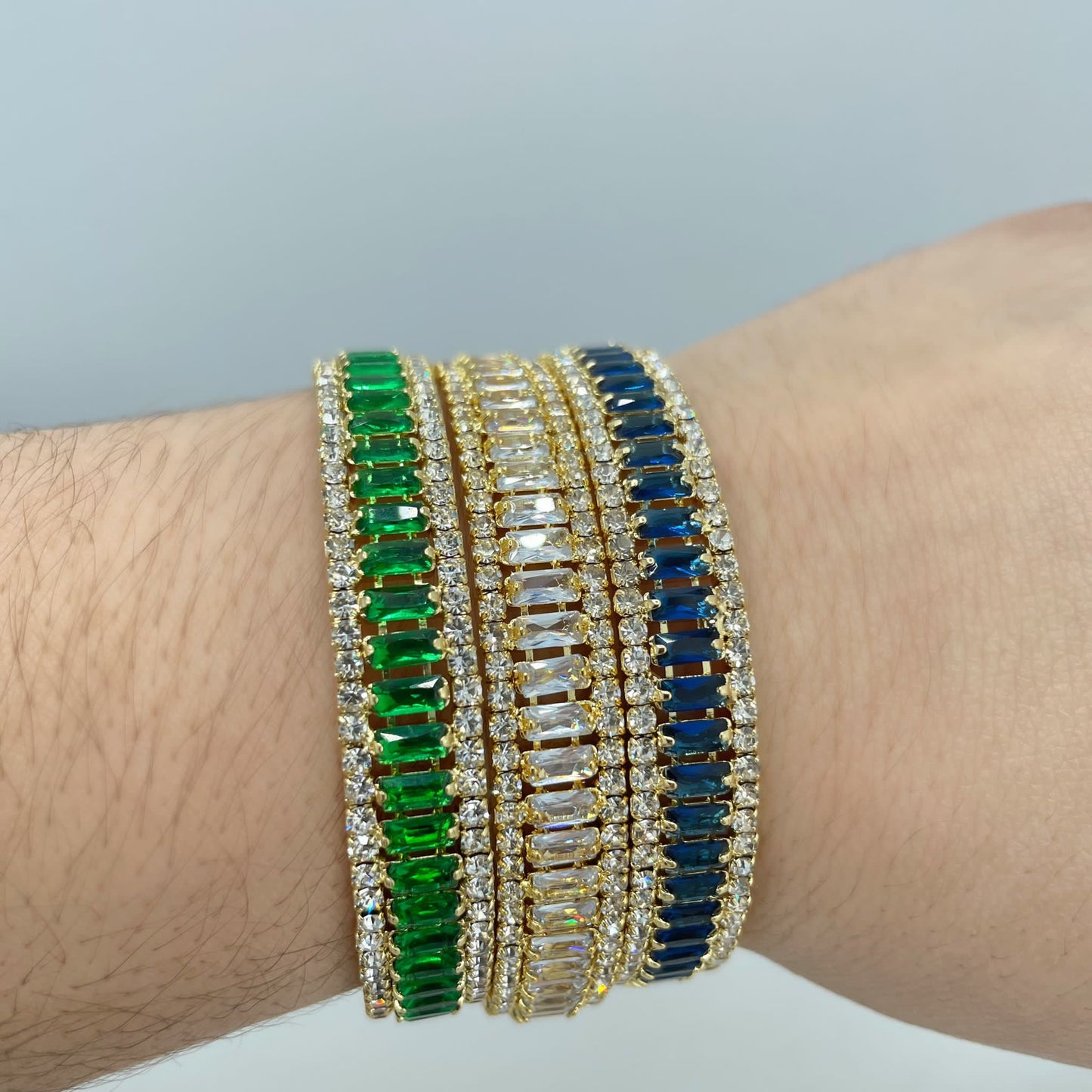 SD Emerald, Clear, and Blue Bracelet (Sold individually)