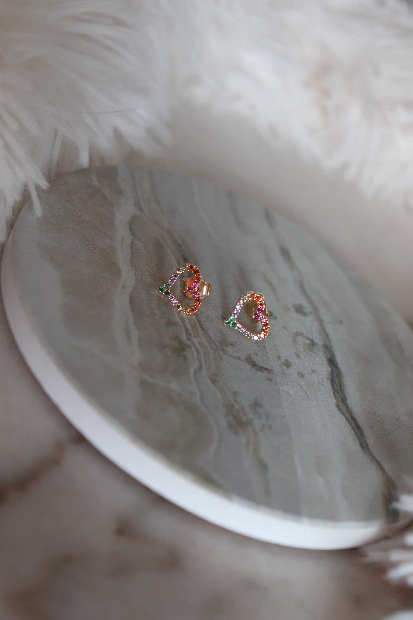 NEW ARRIVALS - Tri color Heart Shape Earrings