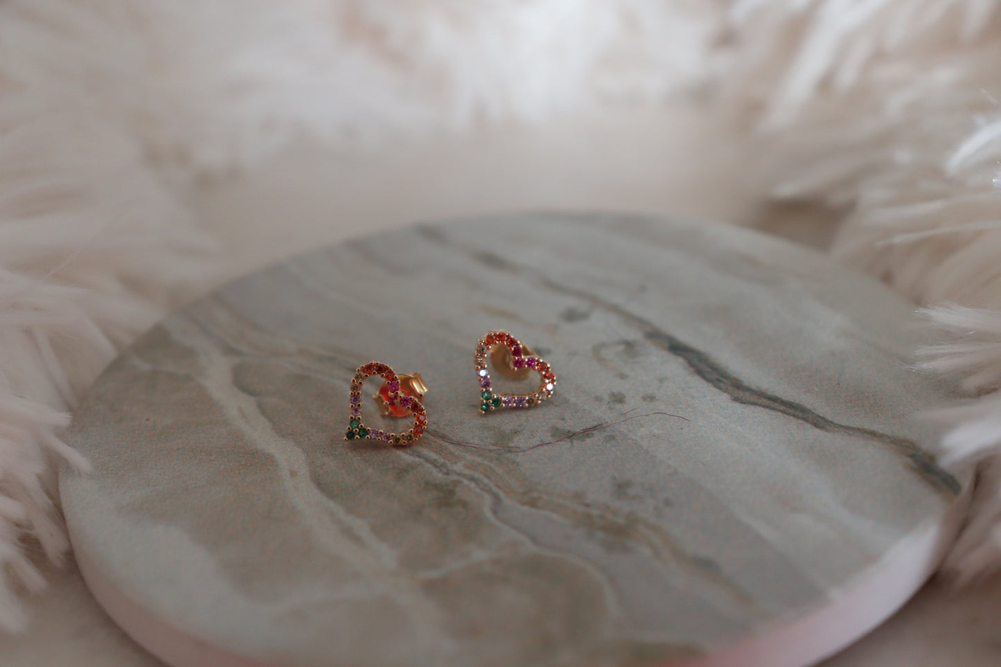 NEW ARRIVALS - Tri color Heart Shape Earrings