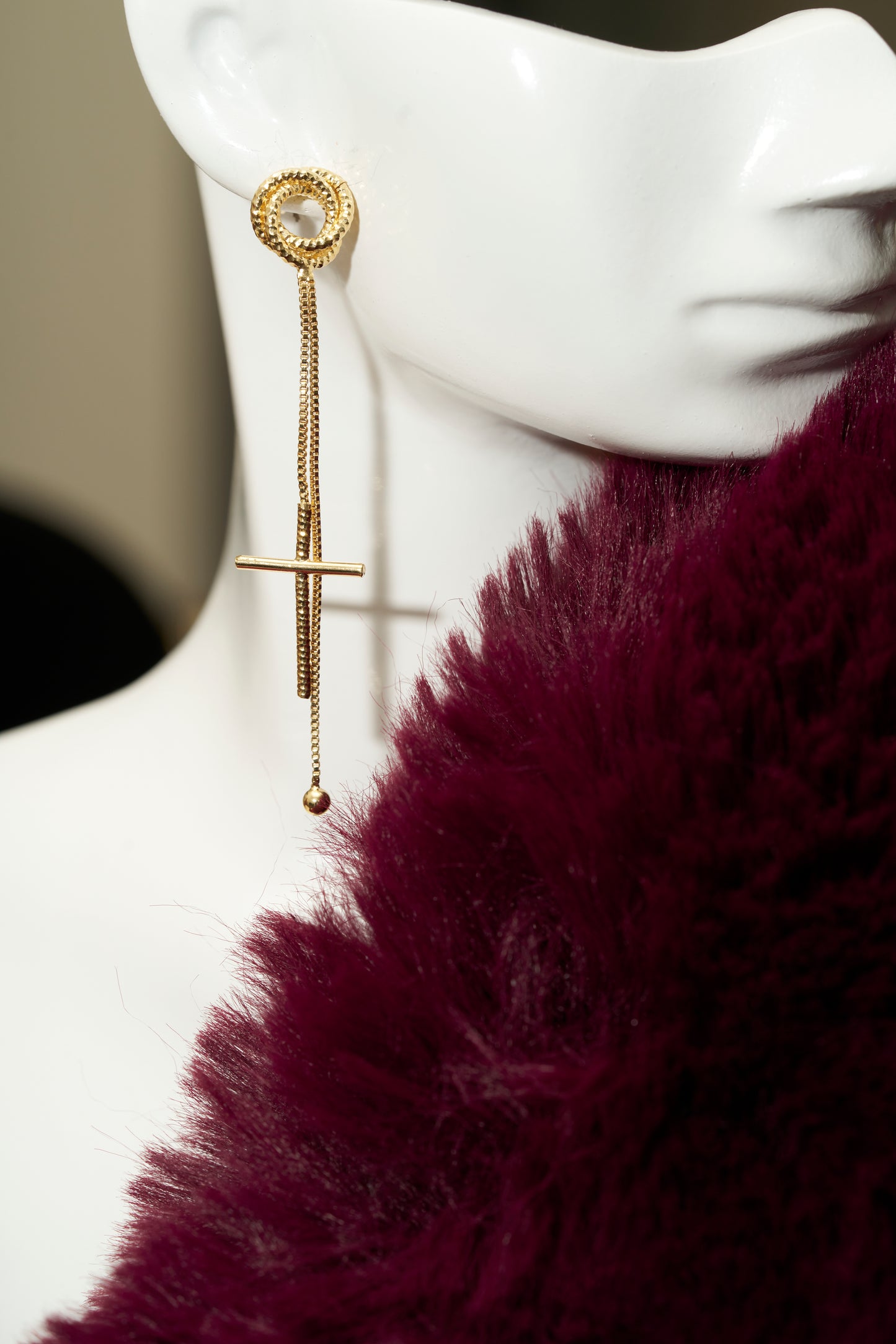 SD Cross And Ball Drop Earrings