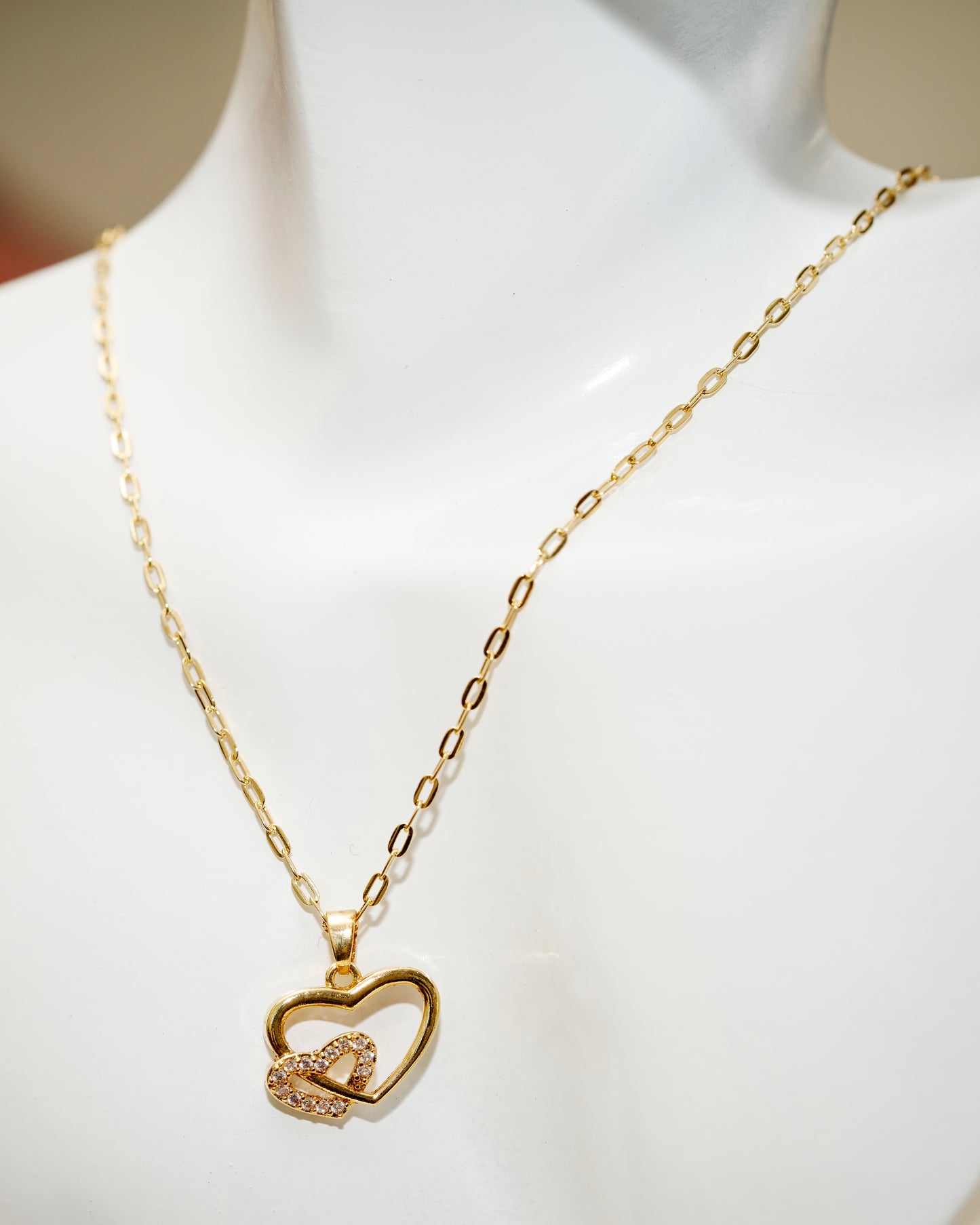 SD Interlock Double Heart Necklace Set