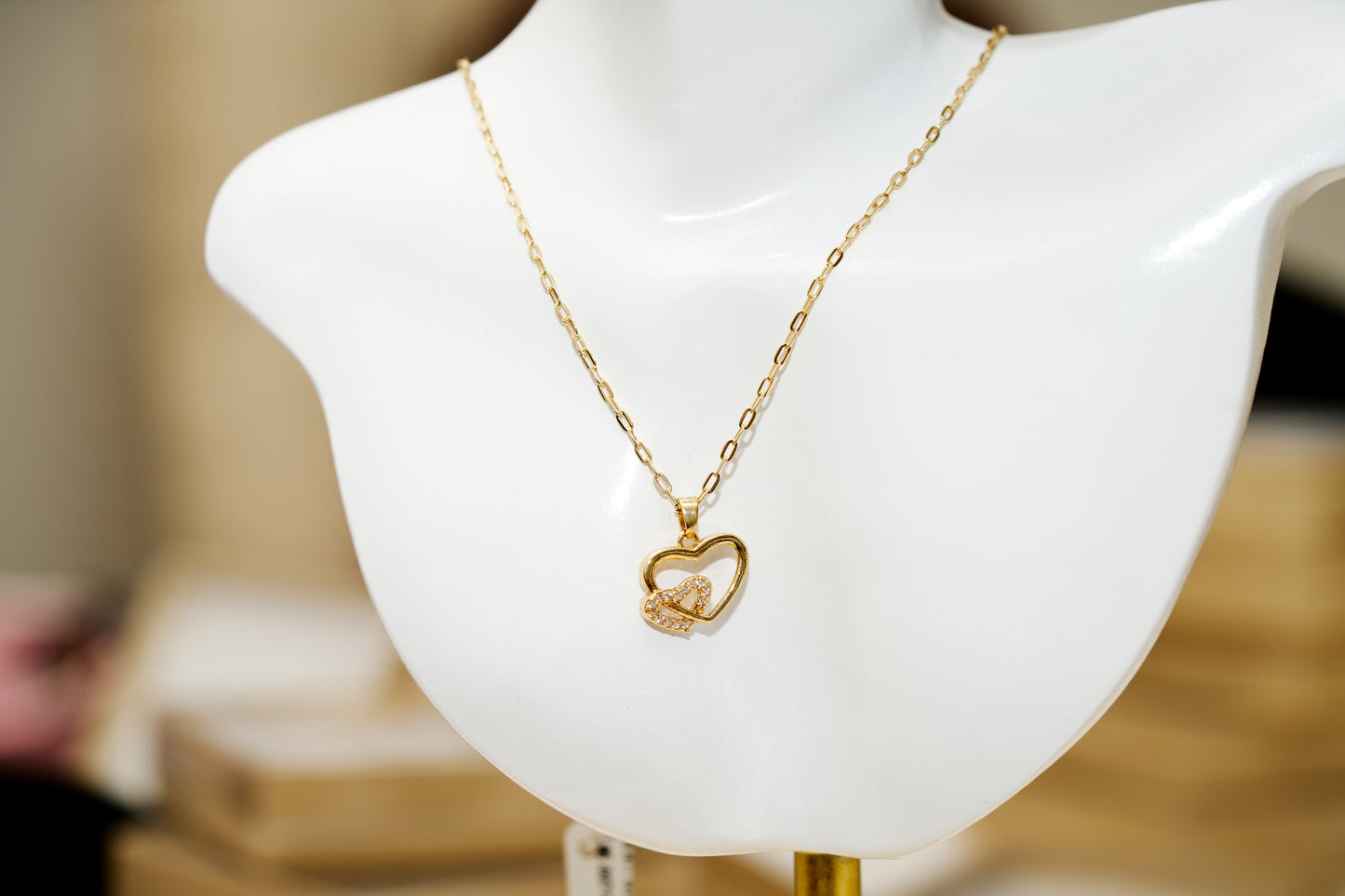 SD Interlock Double Heart Necklace Set