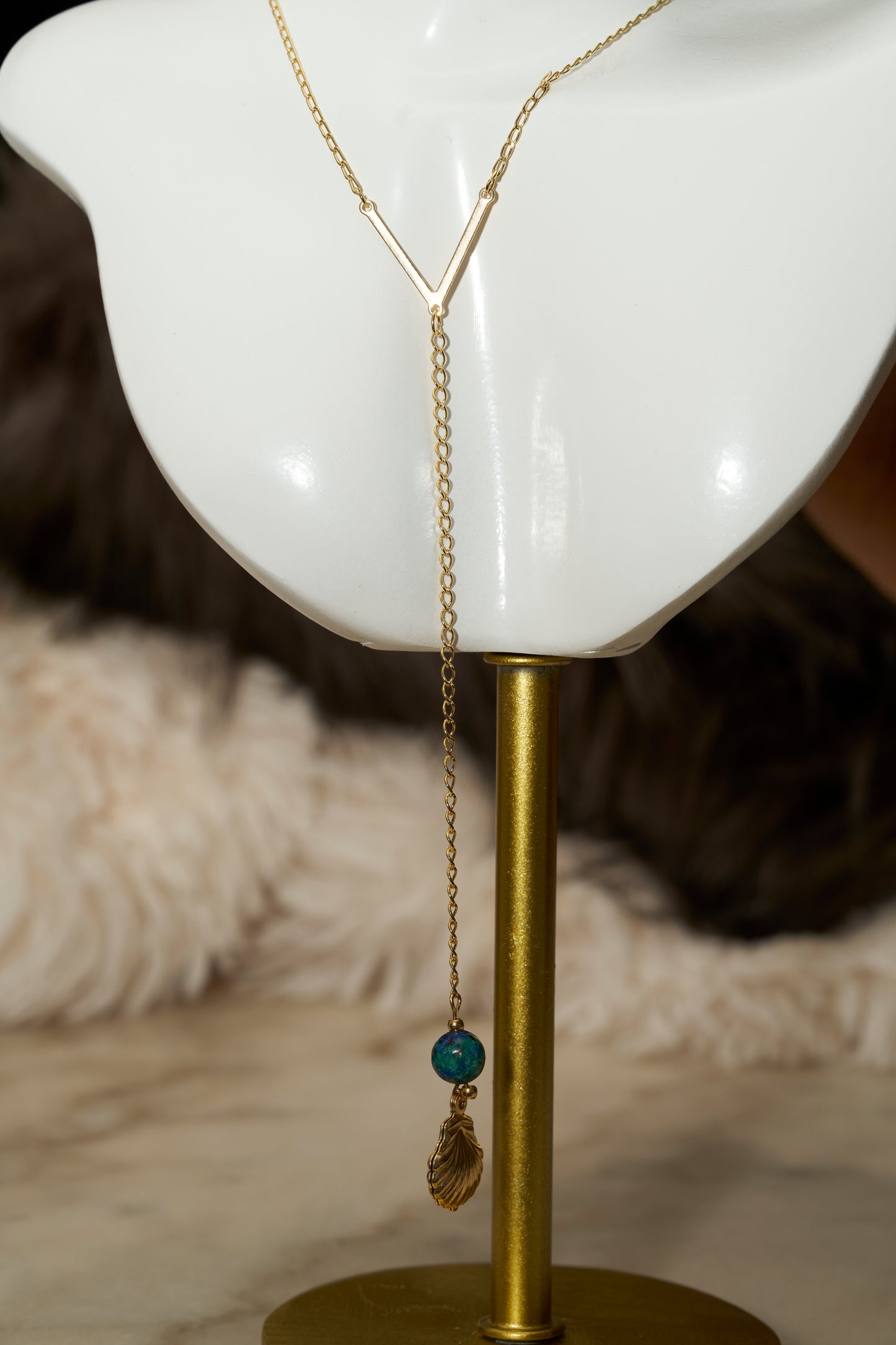 SD Stone and Shell Long Necklace