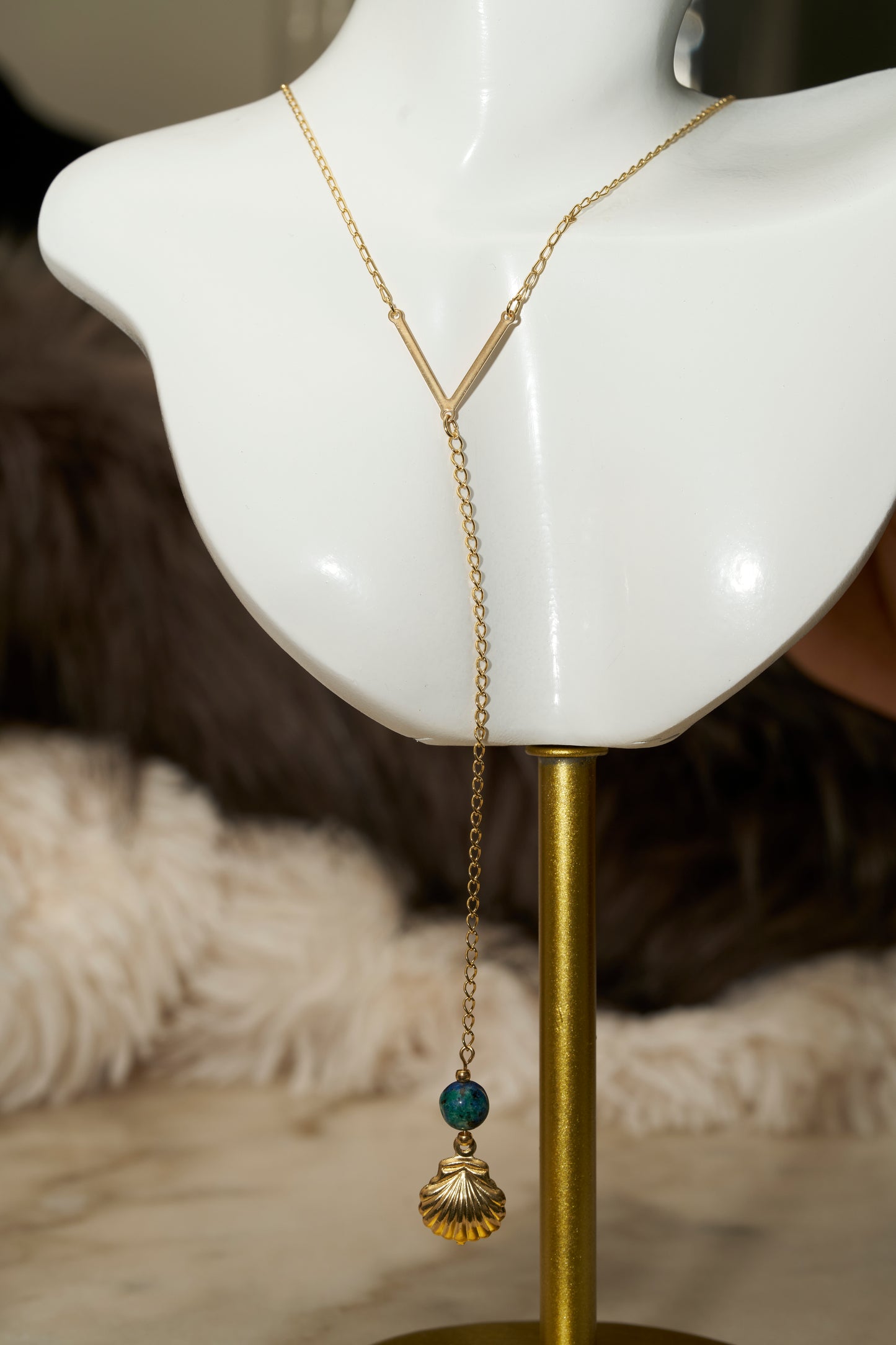 SD Stone and Shell Long Necklace