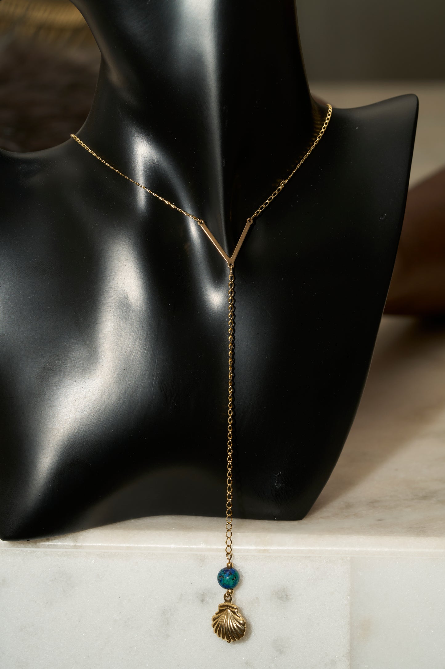SD Stone and Shell Long Necklace