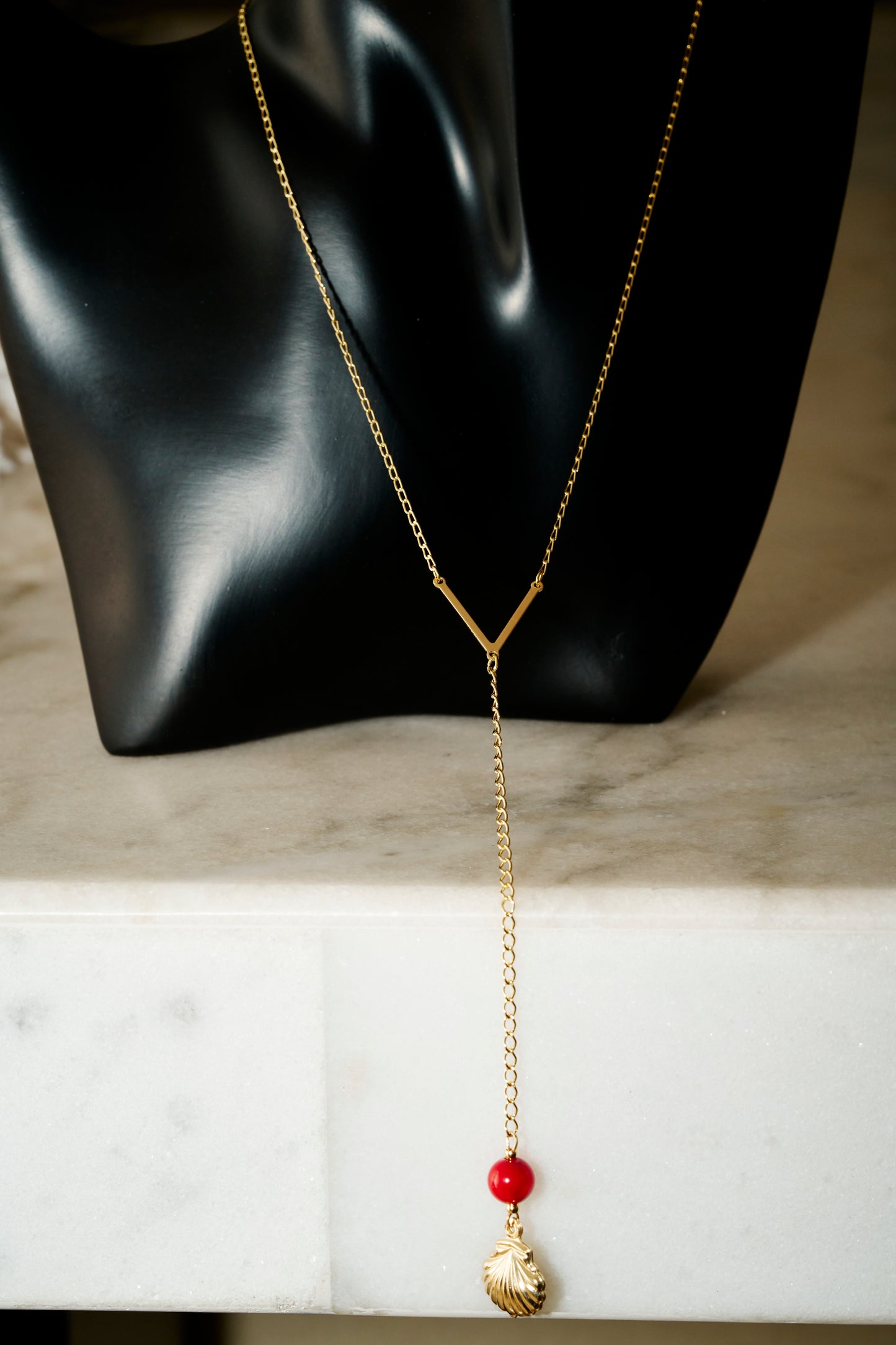 SD Stone and Shell Long Necklace