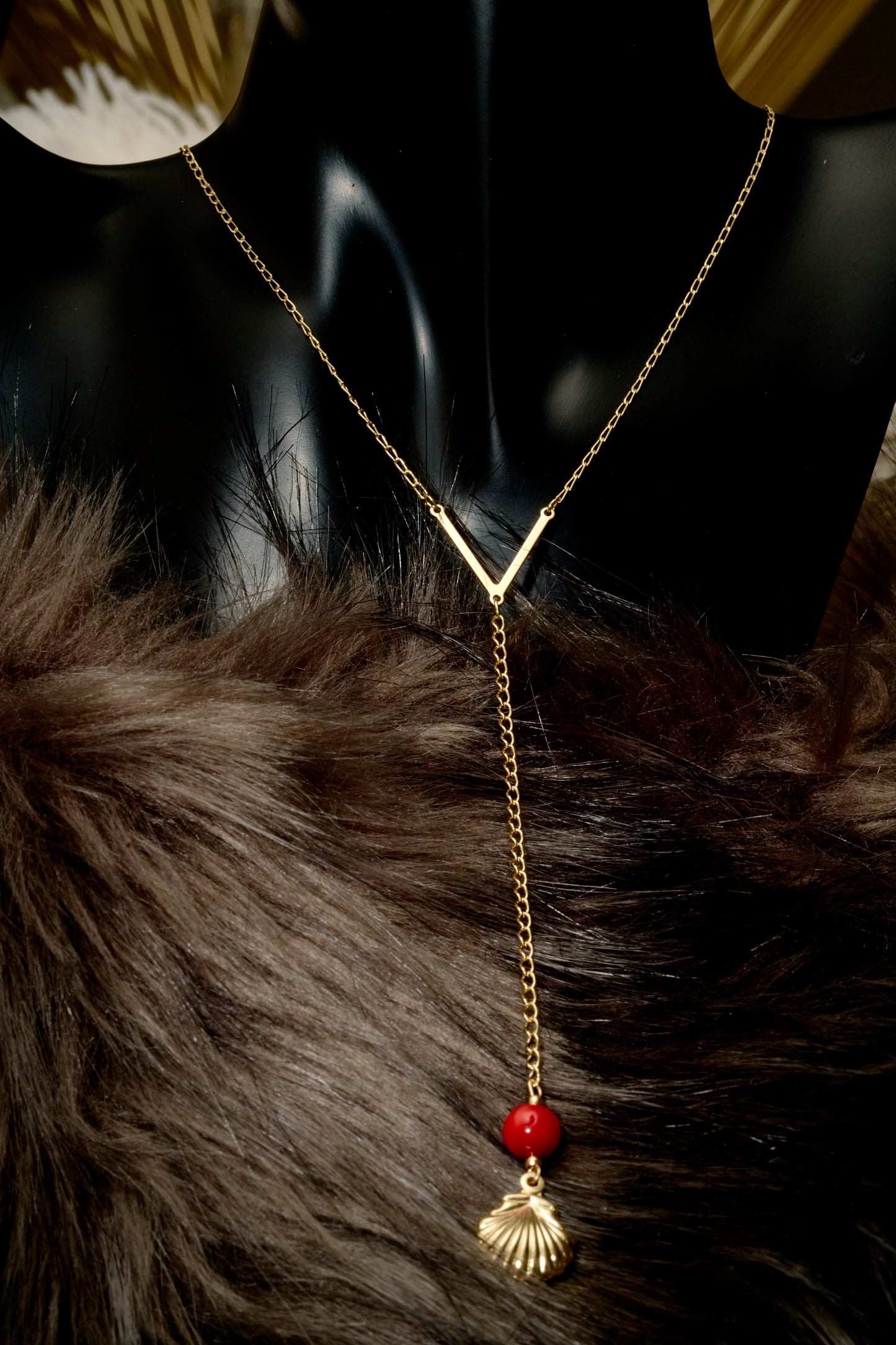 SD Stone and Shell Long Necklace