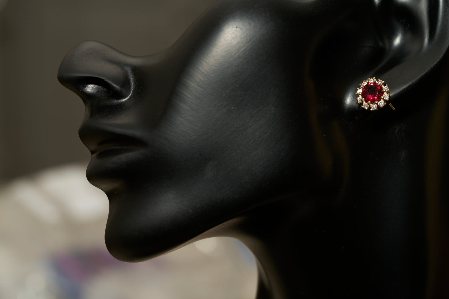 SD Red Diamond Cluster Earrings