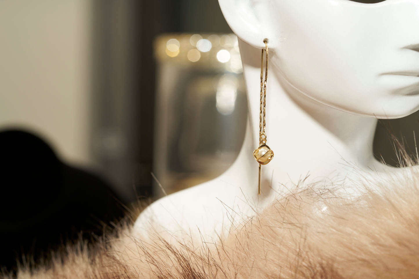 SD Caged Pearl Drop Earrings