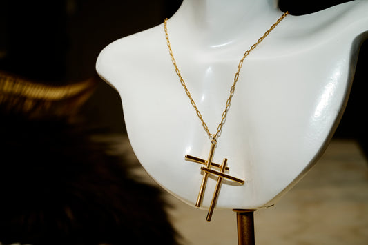 SD Double Cross Pendant With Necklace